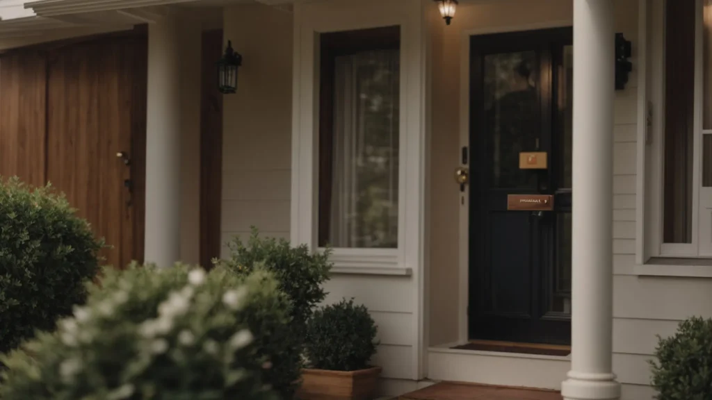 a delivery person is leaving a package at a customer's front door.